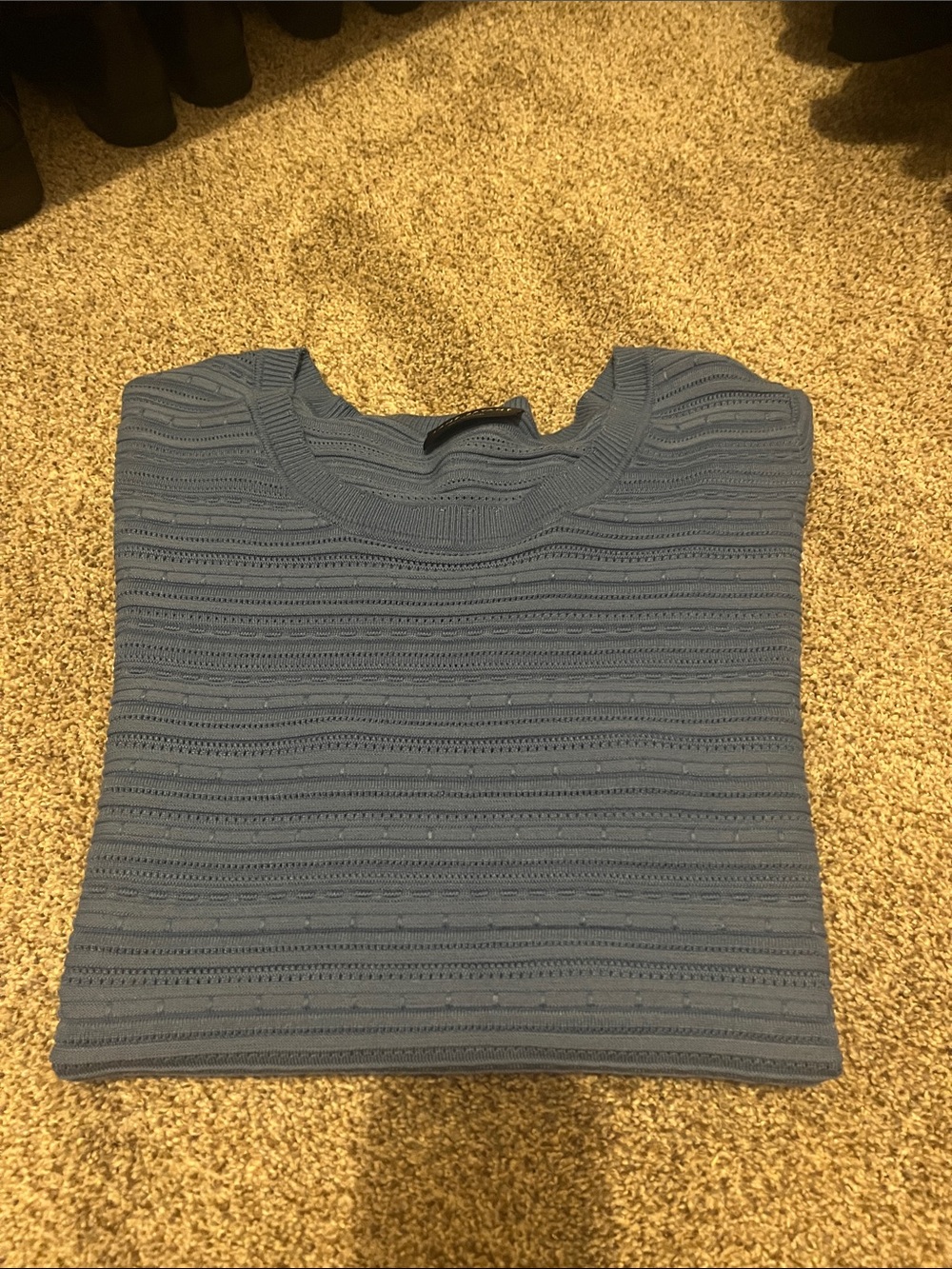 Lane Bryant Slate Blue Textured Crewneck Sweater